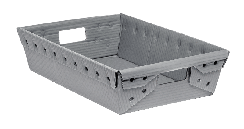 gray corrugated plastic tray
