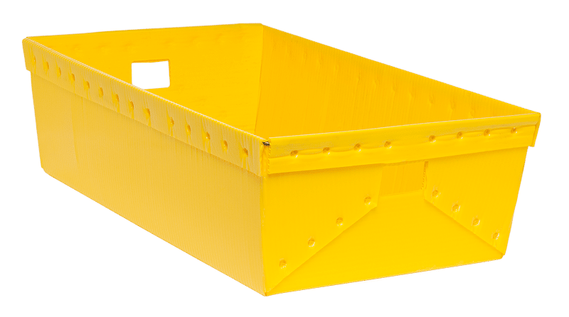 short yellow corrugated plastic tray