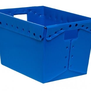 blue corrugated plastic postal tote